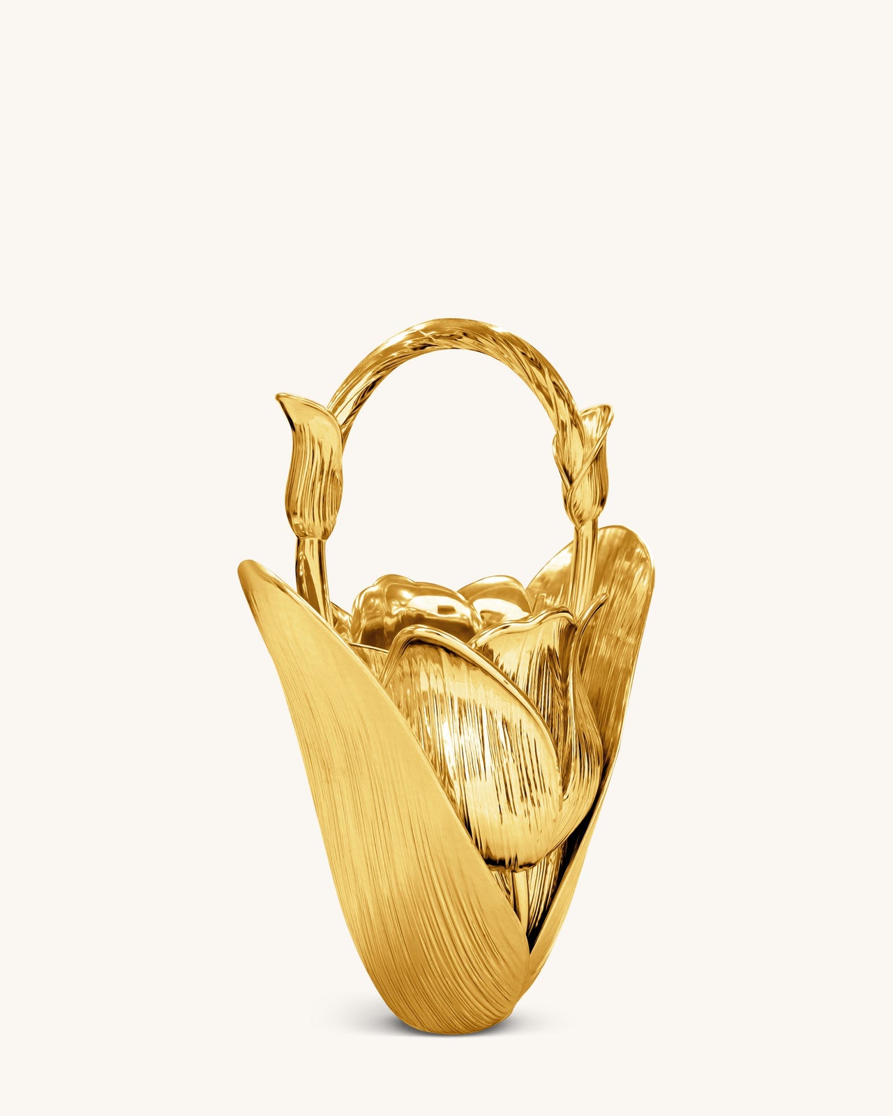 Ella Tulip Vase Top Handle Bag - Gold