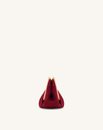 Lila Faux Suede Metal Frame Clutch - Red