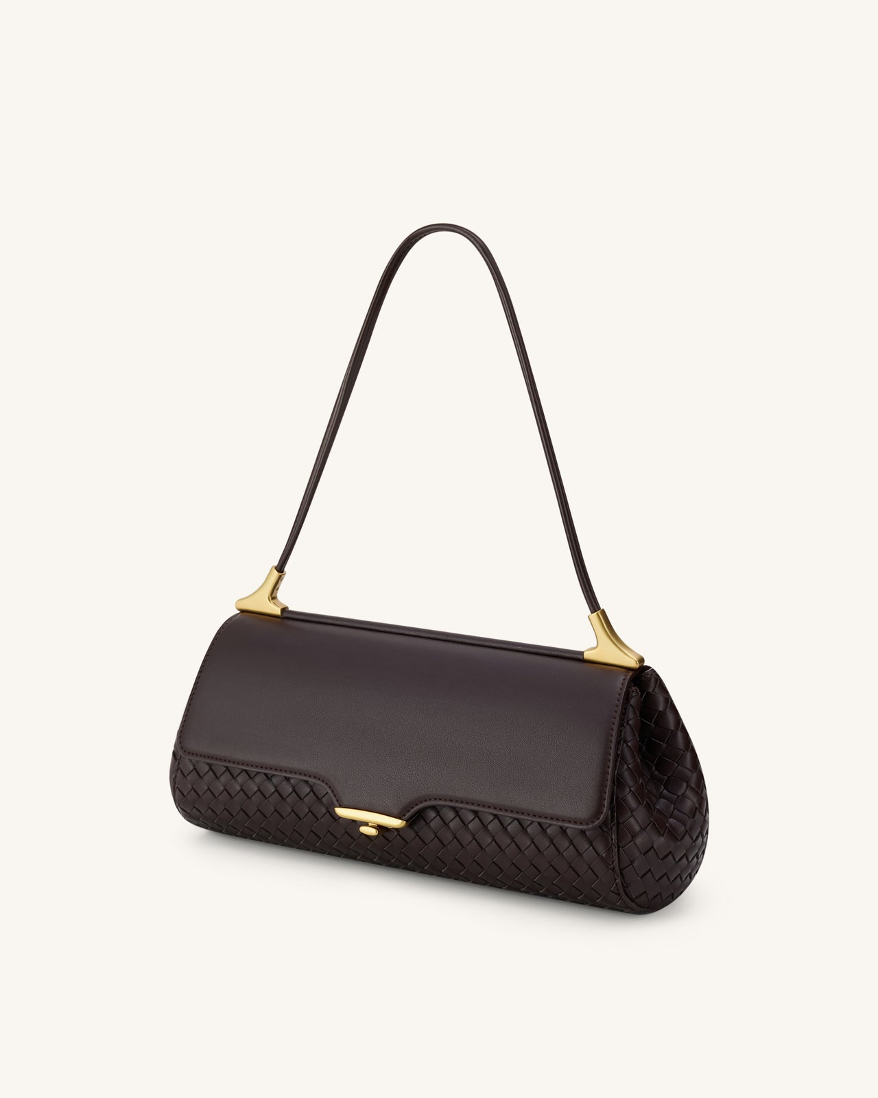 Eloise Woven Shoulder Bag - Dark Brown