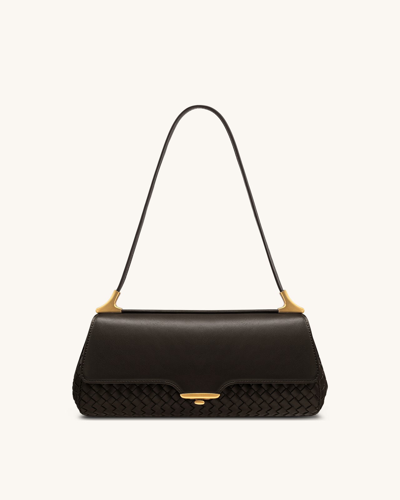 Eloise Woven Shoulder Bag - Dark Brown