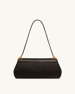 Eloise Woven Shoulder Bag - Dark Brown