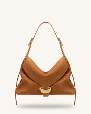 Sienna Faux Suede Hobo Bag - Brown