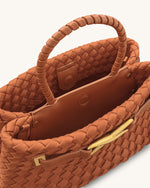 Elora Faux Suede Woven Tote Bag - Brown