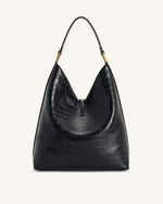 Aria Shoulder Bag - Black Croc