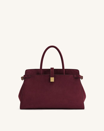 Saige Faux Suede Tote Bag - Burgundy