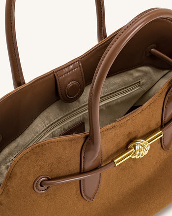 Adele Metal Rope Knot Tote Bag - Caramel Brown