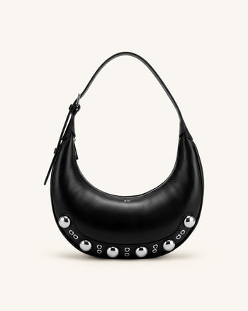 Althea Studded Hobo Bag - Black