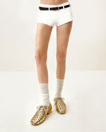 Kayla Weave Strap Flat Shoes - Gold