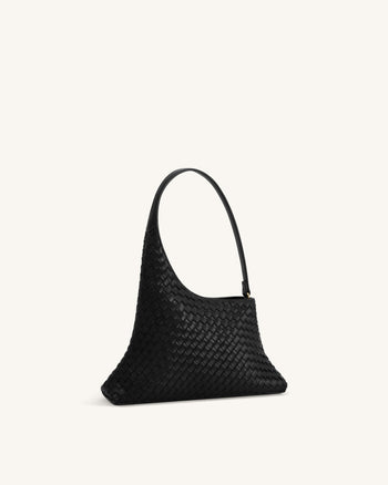 Lyra Woven Shoulder Bag - Black