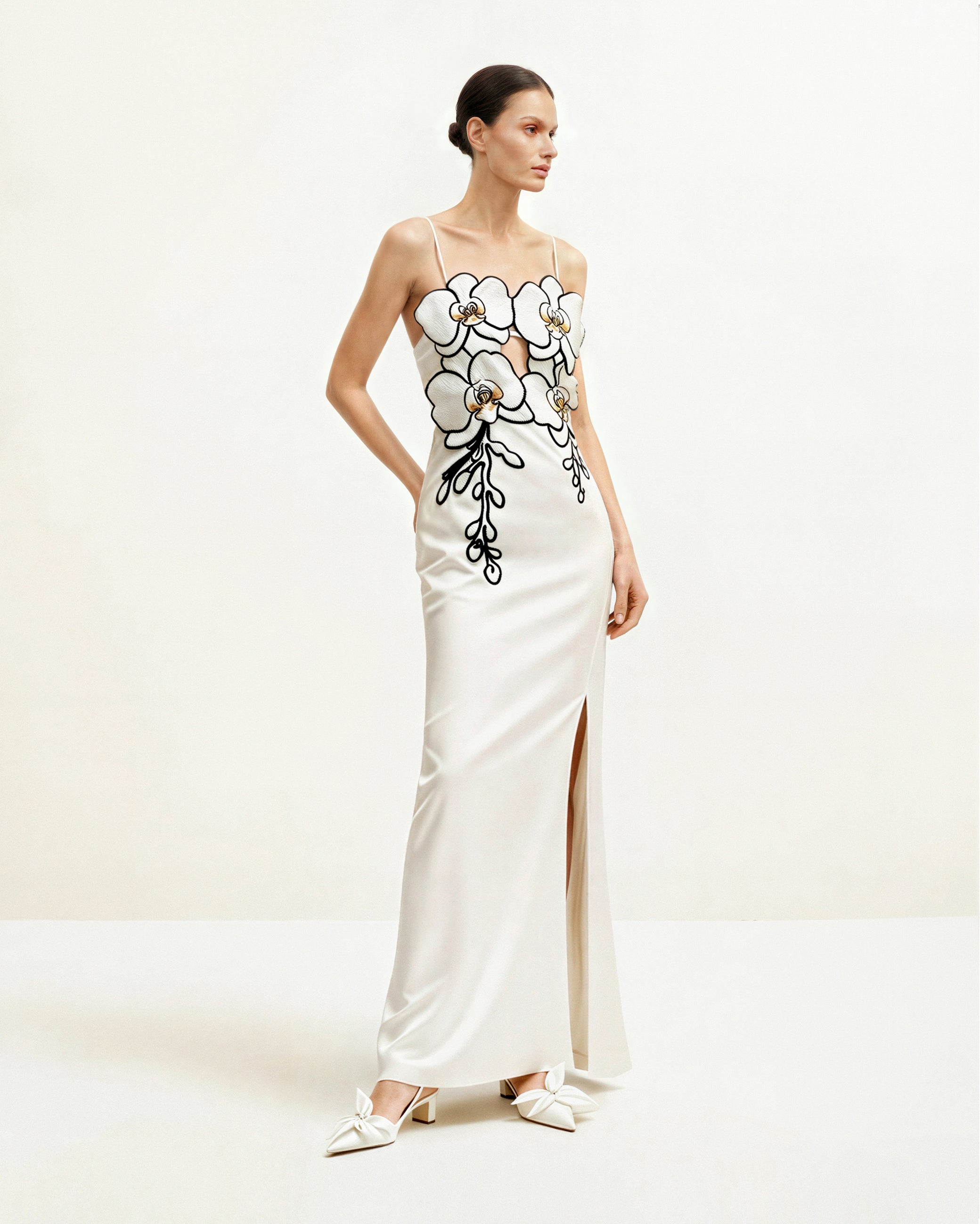 sachin and babi light blue dress Yellow evening dress with embroidered details main image 0