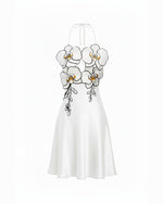 Orchid Embroidered Halter Mini Dress - White