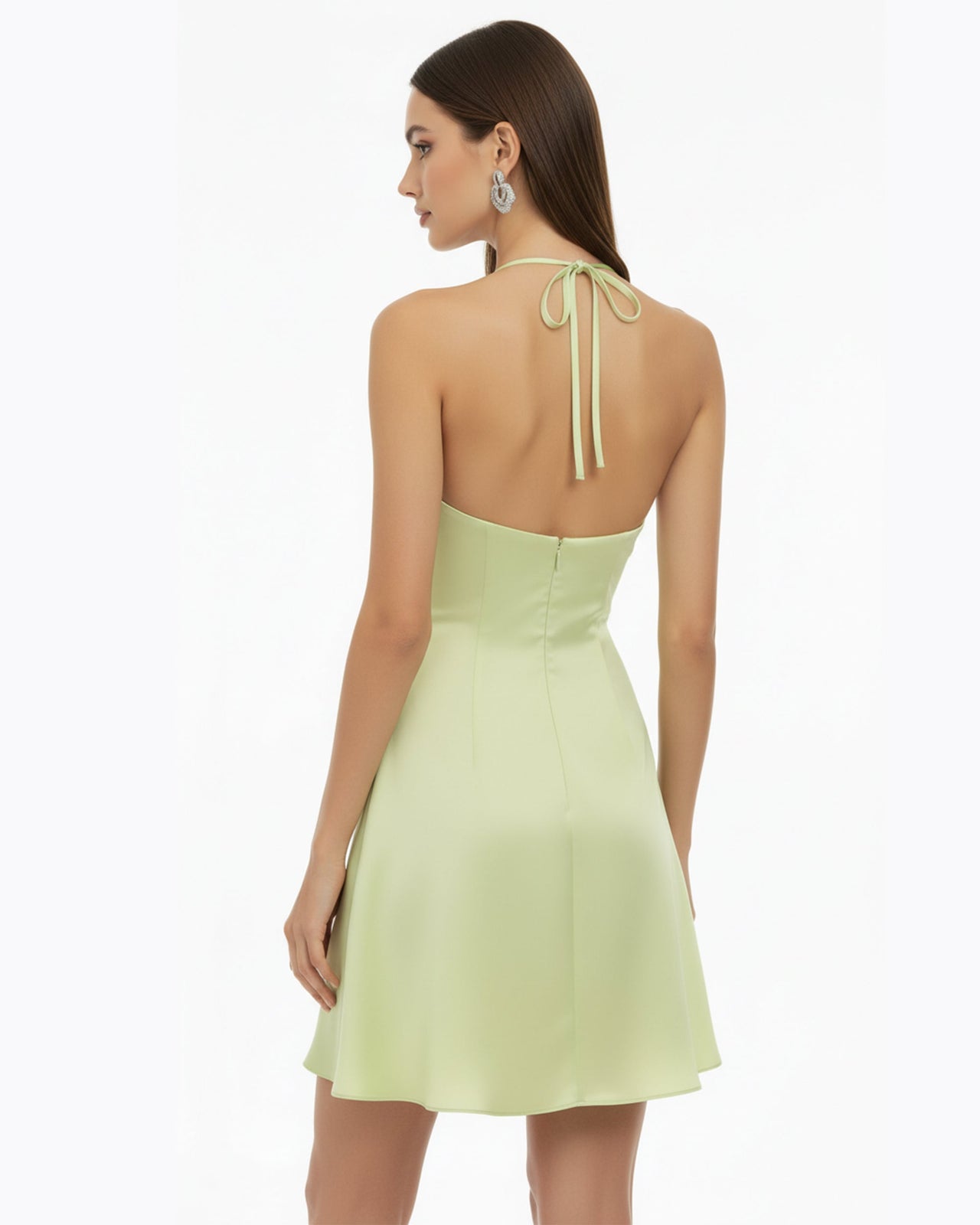 Orchid Embroidered Halter Mini Dress - Light Green