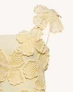 Crochet Floral Appliqué Mini Dress - Yellow