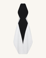 Monochrome Paneled Maxi Dress – Black