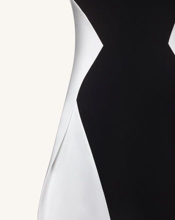 Monochrome Paneled Maxi Dress – Black