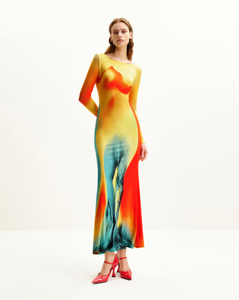 Lily Illusion Print Dress - Multicolor
