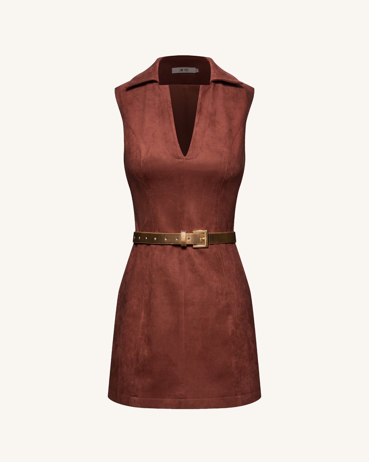 Ariana Sleeveless Suedes Mini Dress - Burgundy