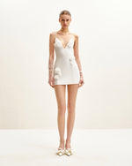 Floral Embrace Sleeveless Gown - White