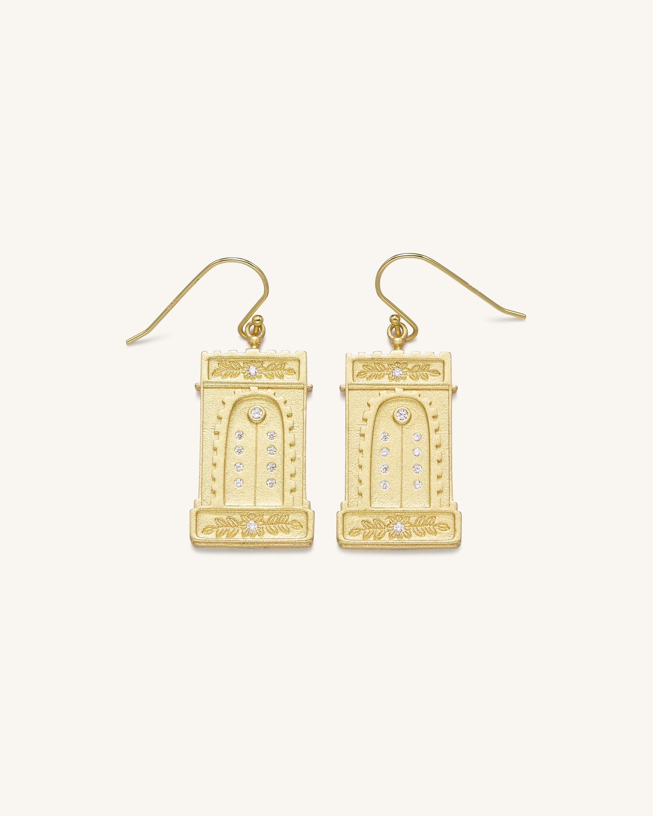 Roman Arch Earrings - 18ct Gold Plated & White Zircon