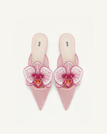 Helena Embroidery Decoration Pierced Mules - Pink