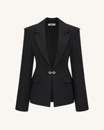 Layla Lock Buckle Deep-V Blazer - Black