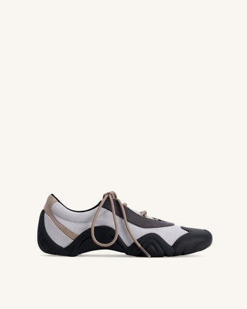 Caitlin Faux Suede Lace-up Ballerina Sneakers - Grey Mix