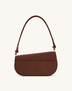 Addisyn Faux Suede Panel Shoulder Bag - Mocha Brown