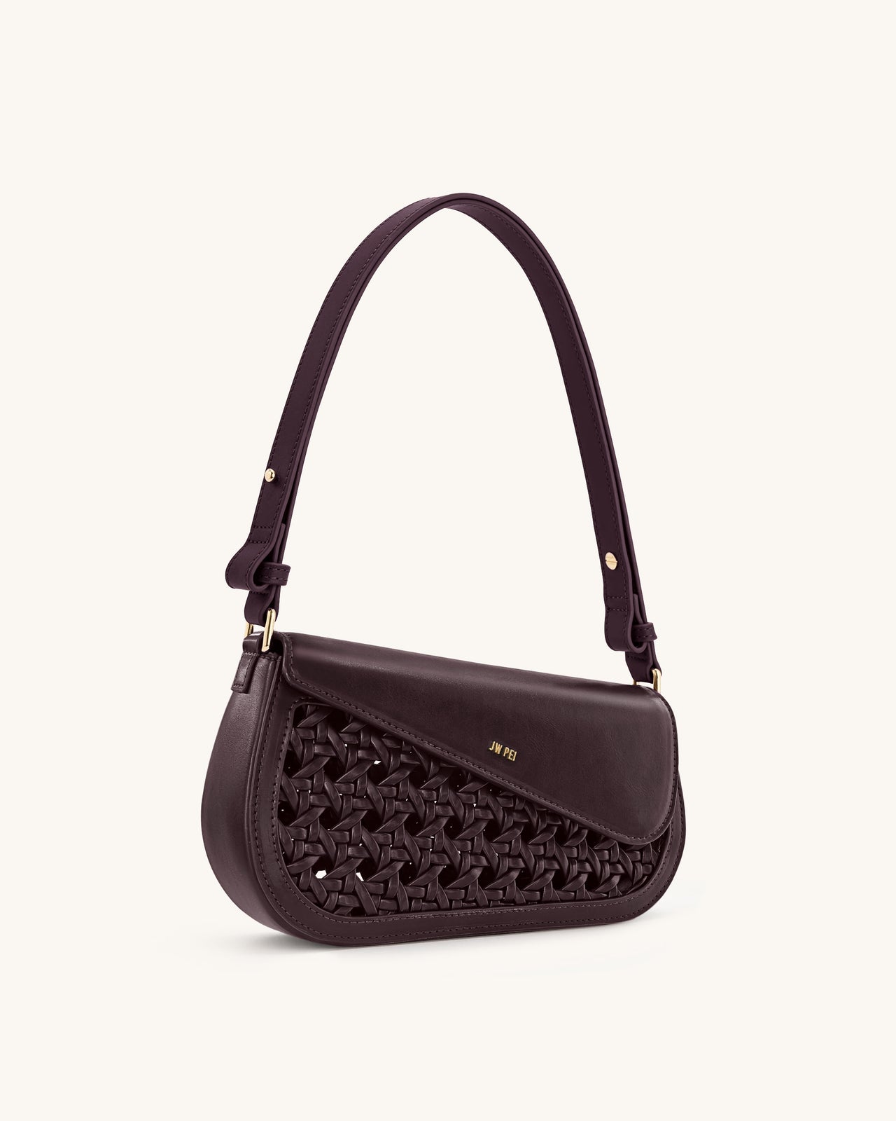 Addisyn Cutout Woven Shoulder Bag - Burgundy