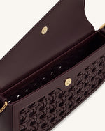Addisyn Cutout Woven Shoulder Bag - Burgundy