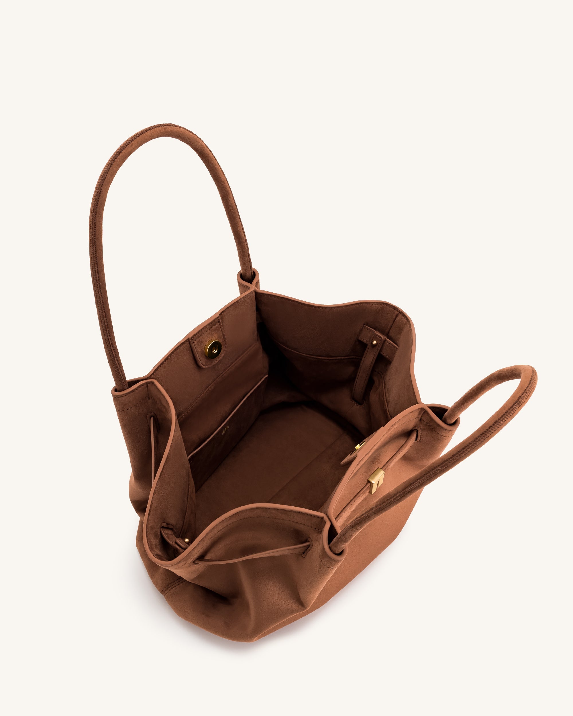 Hana Medium Faux Suede Tote Bag Brown JW PEI Brazil