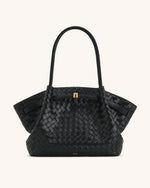 Hana Large Weave Texture Tote Bag - Black