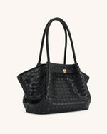 Hana Large Weave Texture Tote Bag - Black