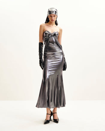 Olivia Silver Maxi Tube Dress - Silver