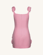 Elaina Pink Rosette Applique Mini Dress-Pink