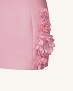 Elaina Pink Rosette Applique Mini Dress-Pink