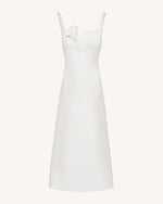 3D Vine-Appliqué Asymmetric Sweetheart Gown - White