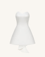 Satin Strapless Bow-Back Mini Dress - White