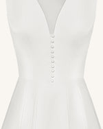 Front V-Neck Pleated Midi Dress - White