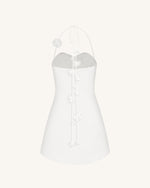 Floral Ruched Halter Mini Dress - White