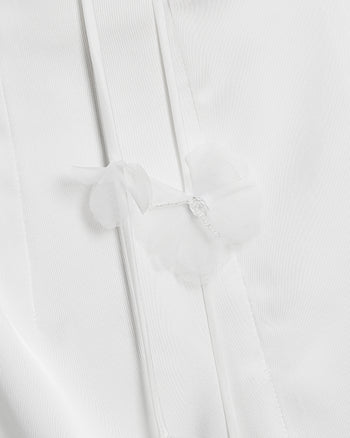 Floral Ruched Halter Mini Dress - White
