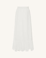 Drawstring Chiffon Maxi Skirt - White