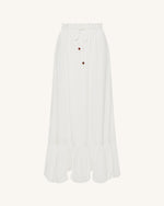 Drawstring Chiffon Maxi Skirt - White