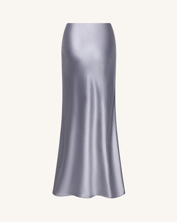 Liquid Satin Mermaid Maxi Skirt - Silver