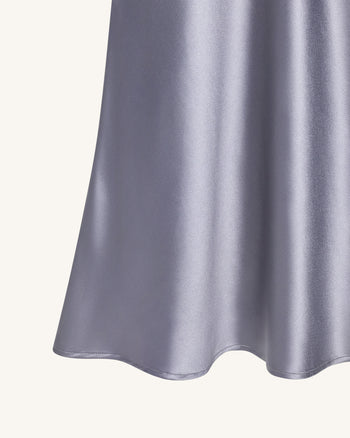 Liquid Satin Mermaid Maxi Skirt - Silver