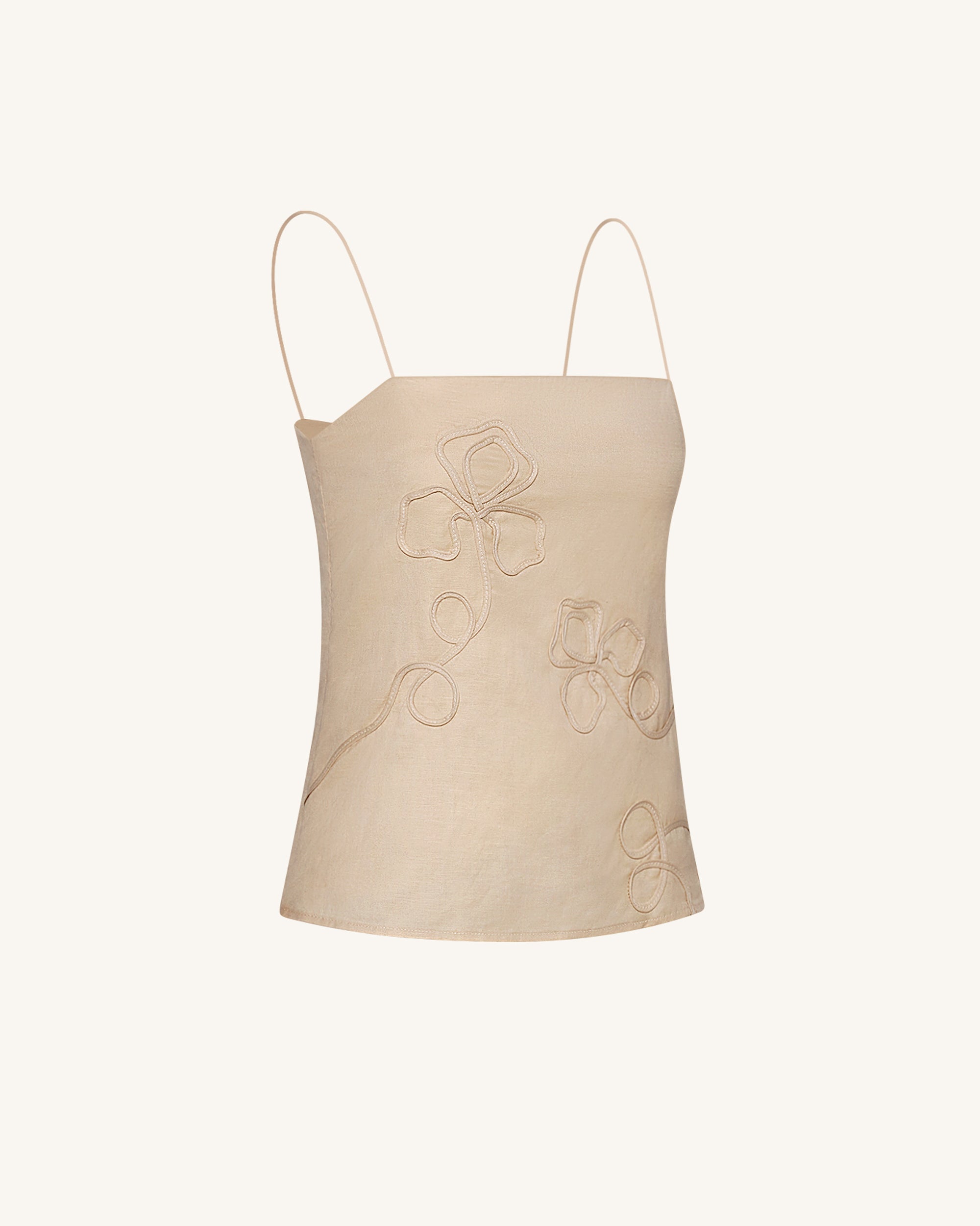 Linen Corded Embroidery Strappy Camisole - Natural – JW PEI LATAM