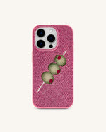 Olive Skewer Rhinestone Phone Case – Pink