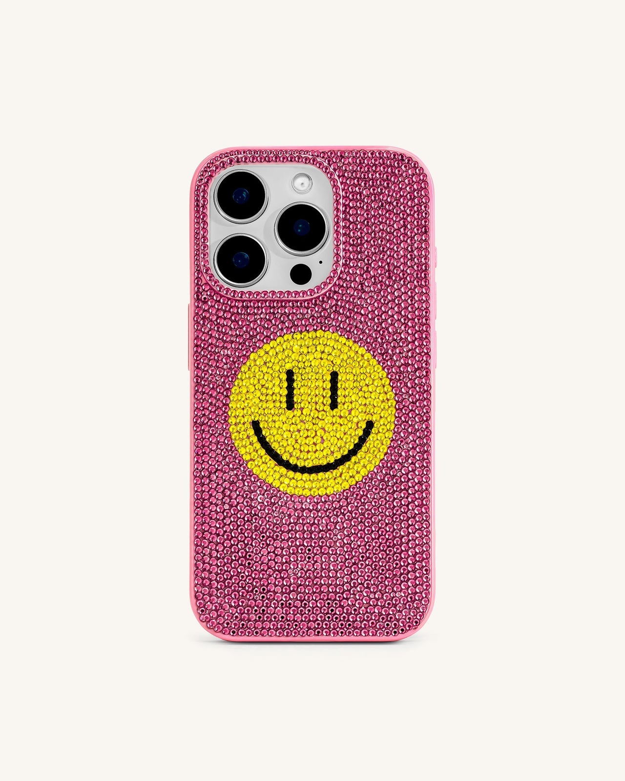 Smiley Artificial Crystal Phone Case - Pink