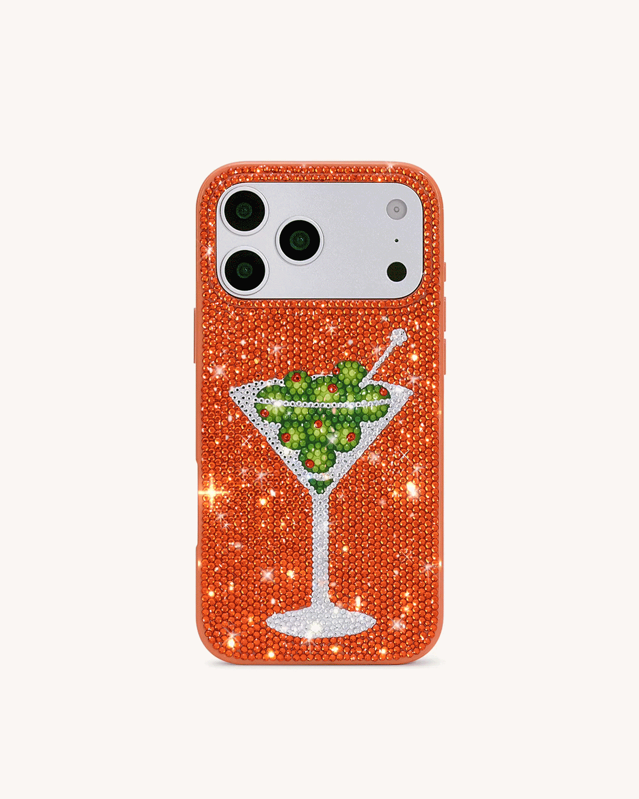 Olive Martini Artificial Crystal Phone Case - Orange
