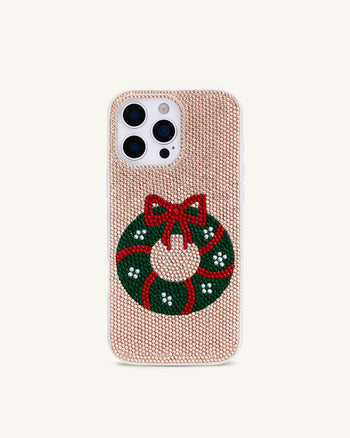 Holiday Wreath Bling Phone Case - Gold