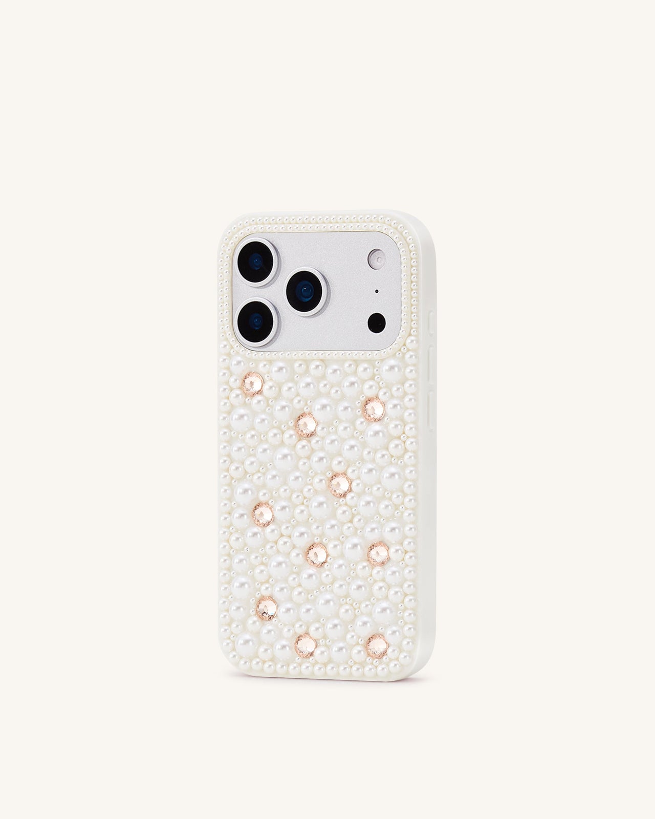 Pearl Embellished Phone Case - White